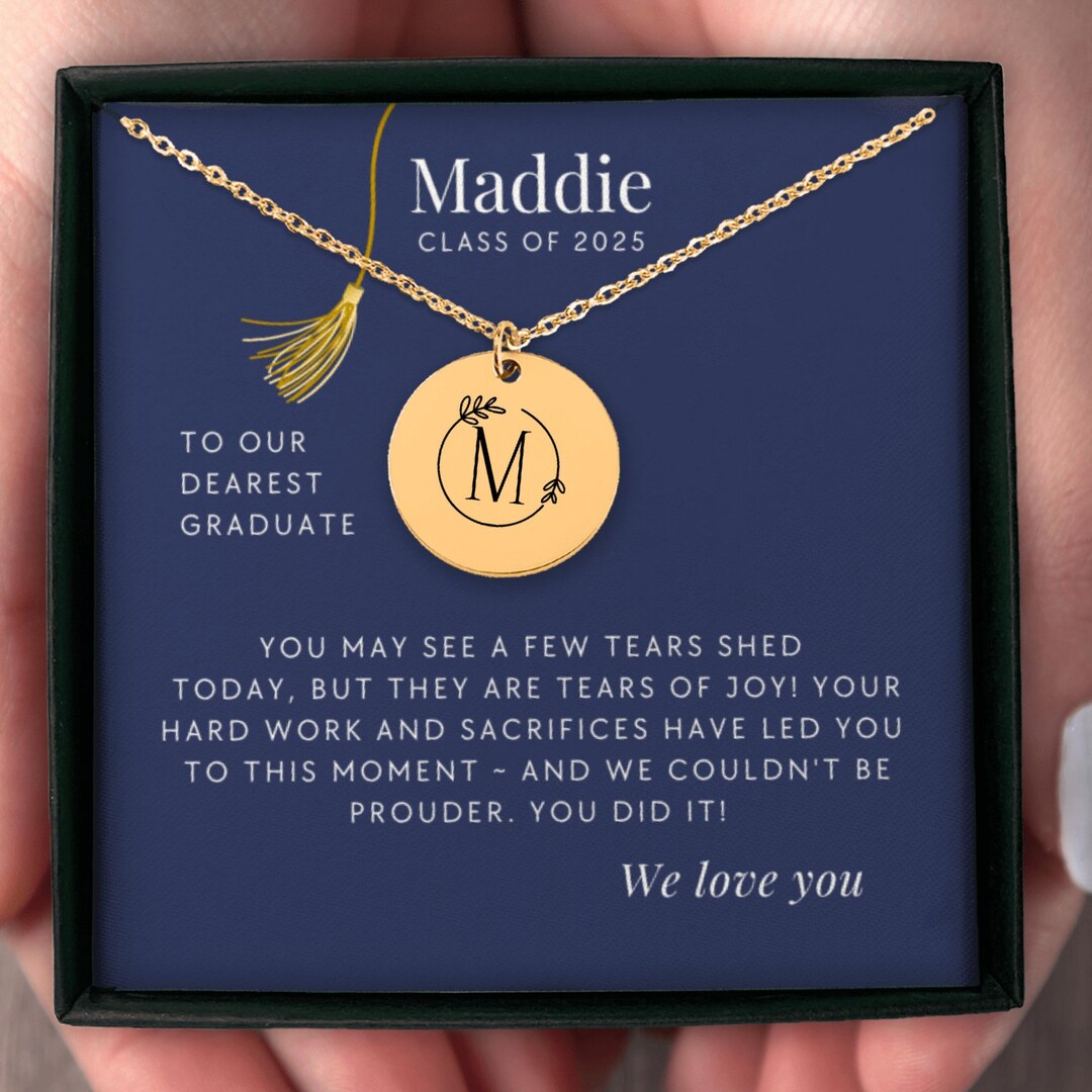 Personalized Graduation Engraved Initial Pendant Necklace - Custom ...