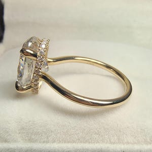 IGI Certified BIG 5ct Oval Cut Lab Grown Diamond Ring, 14k Gold Solitaire Lab Created Diamond Engagement Ring, Vintage Open Gallery Ring
