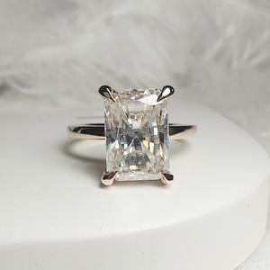 IGI Certified Lab Grown Radiant Cut Diamond Engagement Ring, Vintage Rectangular Solitaire Lab Diamond Ring, 14k Solid Gold Hidden Halo Ring