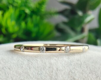 Lab Diamond Wedding Ring, 10k Gold Engagement Ring, Stacking Ring For Women, Wedding Band Ring, Everyday Minimalist Ring, Anniversary Gift