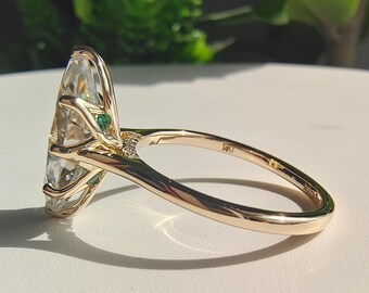 Genuine Marquise Lab Grown Diamond Engagement Ring Real Lab Created Diamond Anniversary Ring Vintage Tulip Proposal Ring Gift for Girlfriend