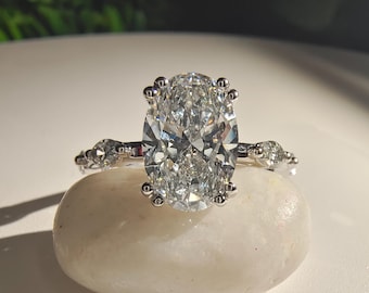 Brilliant IGI Certified Oval Cut Lab Grown Diamond Engagement Ring Antique Double Prong Set Bridal Wedding Ring, 10k Solid Gold Gift for Her
