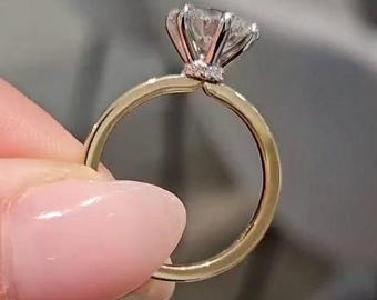 IGI Certified 2 carat Oval Lab Grown VVS2 Diamond Ring, 2ct Oval Lab Diamond Thin Engagement Ring, Classic Solid Gold Bridal Ring for Women
