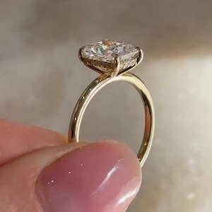 Unique Hidden Halo Radiant Cut Lab Grown Diamond Engagement Ring 14k Yellow Gold Lab Diamond Ring 2ct Radiant Cut Solitaire Ring for Women