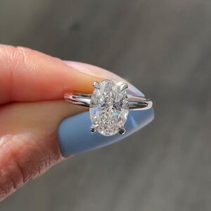2 carat Oval Lab Grown Diamond Engagement Ring 14k Solid White Gold Solitaire Oval Wedding Ring Brilliant IGI Certified Diamond Ring for Her