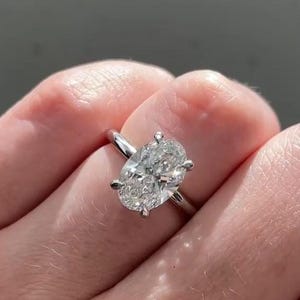 14k Yellow Gold Oval Diamond Engagement Ring 2 carat Oval Cut Solitaire Lab Grown Diamond Ring for Her High Quality Platinum Certified Ring