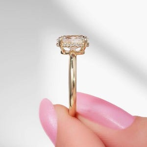 IGI Certified Vintage Oval Cut Lab Grown Diamond Ring, 14k Yellow Gold Solitaire Hidden Halo Lab Diamond Engagement Ring for Proposal Gifts