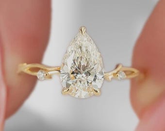 3 カラット ペアカット ラボ グロウン クラスター リング / ペア