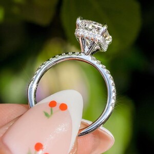 White Gold Radiant Cut Hidden Halo IGI Lab Diamond Engagement Ring 14k Solitaire Radiant Cut Lab Grown Diamond Ring Platinum Proposal Ring