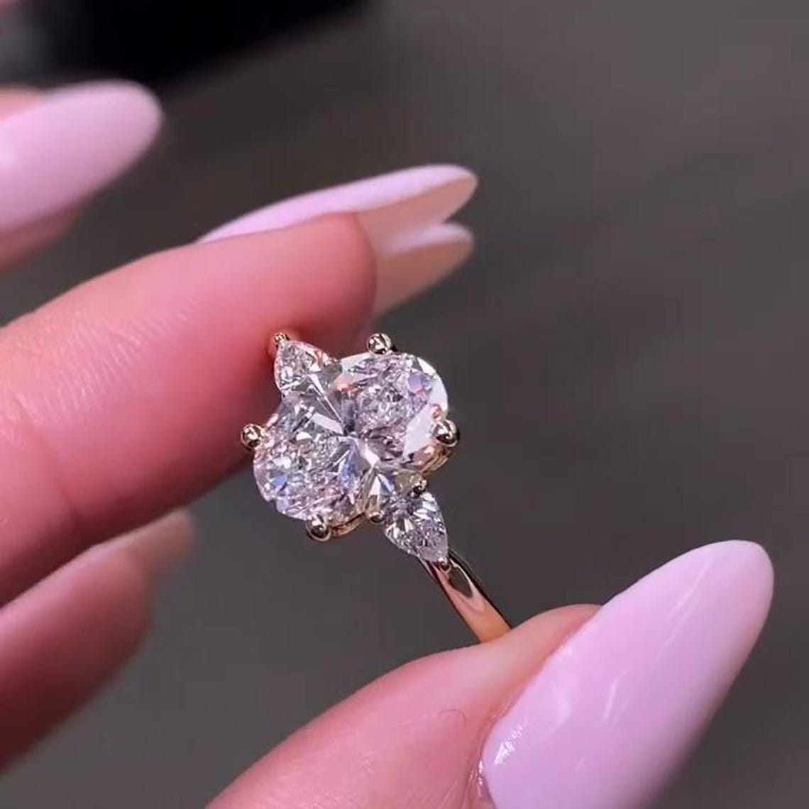 Lab Grown Diamond Oval Cut Three Stone Engagement Ring Vintage 3 Stone ...