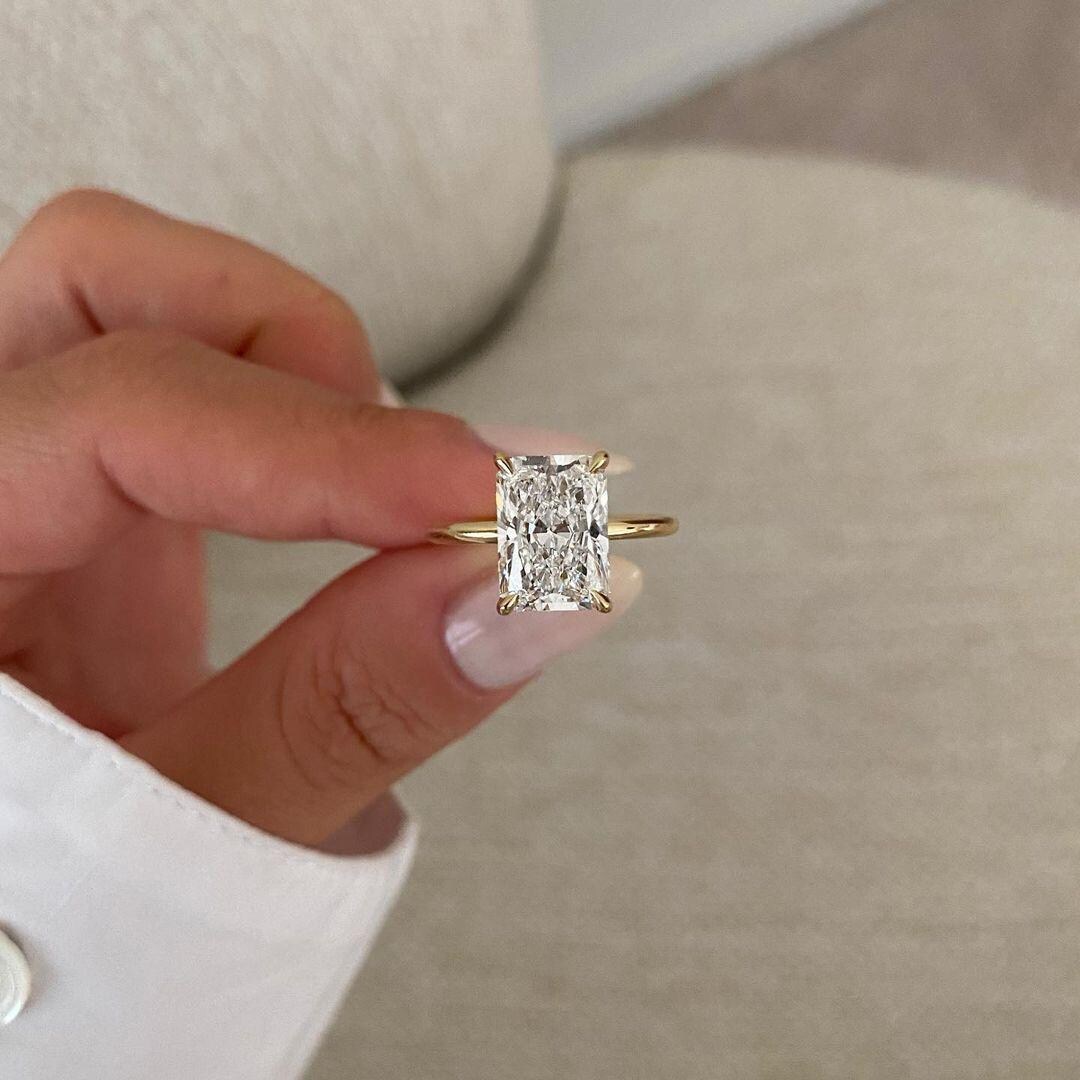 IGI Certified 4 Carat Radiant Cut Lab Grown Diamond Engagement Ring 14k ...