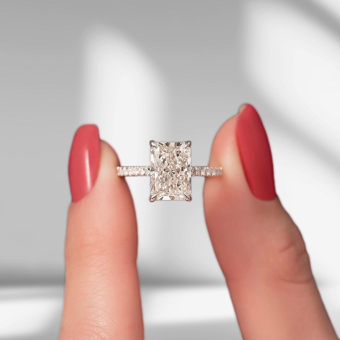 IGI Certified 2 Carat Radiant Cut Lab Grown Diamond Ring, Vintage ...