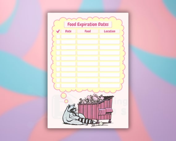 ADHD Organization Sticky Note Pad | Food Expiration Reminder Post-it® Notes 50 Sheets | Neurodivergent Tools with Dumpster Raccoon Design