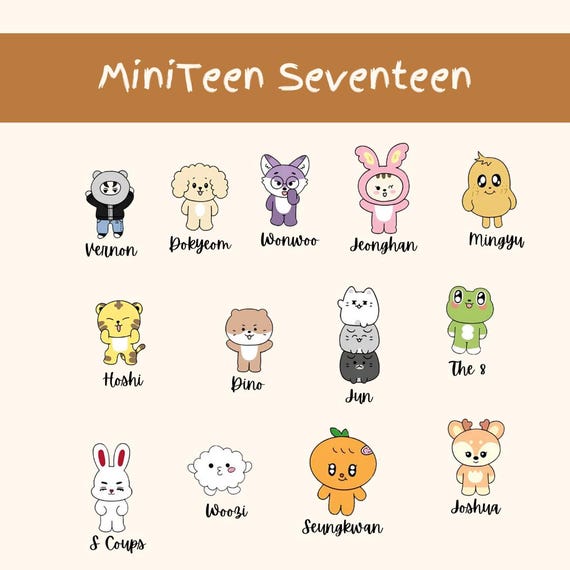 セブンティーン ミニティーン 13キャラクター 1セット - Etsy 日本