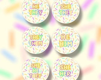 Vanilla Sprinkles Pronoun Pins