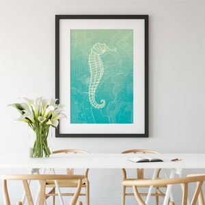 Strand, Seepferdchen, Charleston, Wandkunst, Wasser, nautische, antike Karte, Ozean, Meer, Meistverkaufte, meistverkaufte, Geschenk unter 30, Kunstdruck