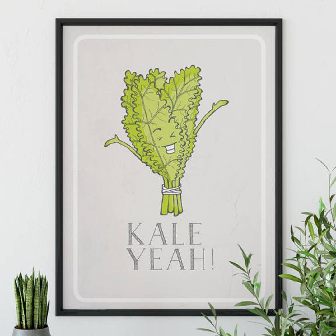 Kale Yeah, Kale, Hand Drawn, Kitchen, Funny Food Puns, Illustration