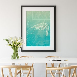 Garnelen, Charleston Wandkunst, Wasser, Meer, Strandhaus, nautische antike Karte, Meer, Bestseller, Bestseller, Geschenk unter 30, Kunstdruck
