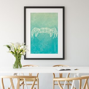 Krabbe, Charleston Wandkunst, Wasser-, Badekunst, Strandhaus, nautische, antike Karte, Ozean, Bestseller, Bestseller, Geschenk unter 30, Print