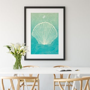 Seashell, Charleston Wandkunst, Wasser, Meer, Strandhaus, nautische, antike Karte, Meer, Bestseller, Bestseller, Geschenk unter 30, Print