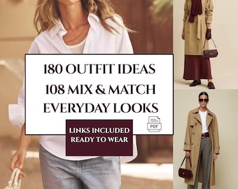 Armario cápsula, planificador de atuendos en PDF, 108 ideas de atuendos minimalistas