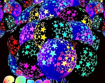 Fluorescent Glow In Dark Latex Balloons. Luminous Dots for Birthday Party Decoration