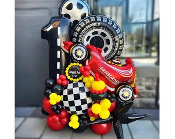 Race Car Birthday Party Decorations: 64pc Truck Balloon Set, Wheel Tire Decor for Boys