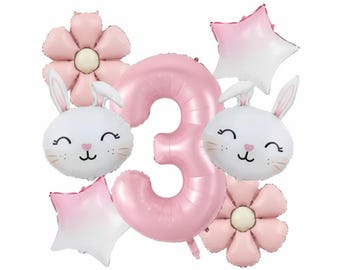 Pink Rabbit Balloon Set, Girl's 1st Birthday, Baby Shower Decor