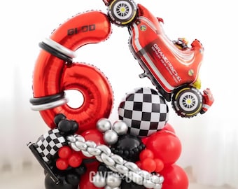 Racing Car Birthday Balloon Set: Vehicle Theme Party Decor