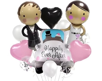 Elegante kit di palloncini per auto da matrimonio con sposi - Set romantico per la decorazione della sala per la festa di matrimonio