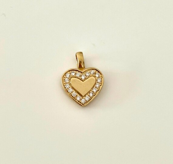 Gold Heart Charm Anhänger | 333 (8K) gold Pendant with zirconia | Vintage 80s 90s Romantic Jewelry | Dainty Necklace Gift | Love Token