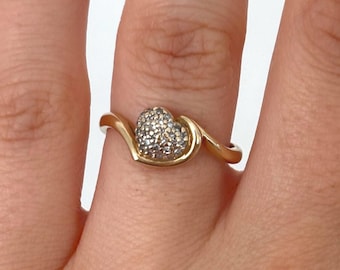 Ring Herz Zirkonia aus 585 | Gr. 53 / 6,5 | (14 Karat) Gold Echtgold | Vintage Antik