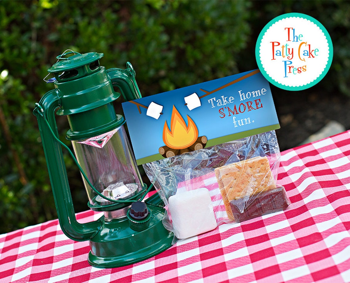 Camping Party Favor Treat Bag Toppers Printable File INSTANT Etsy