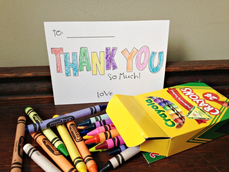 Kids Coloring Thank You Cards Instant Download DIY Print your | Etsy
