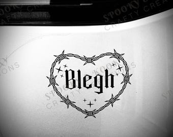 Blegh 有刺鉄線ハート型車用デカール | エモメタルミュージックステッカー