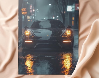 Póster del Porsche 718 Cayman, pósteres del superdeportivo Porsche 718 Cayman, pósteres del coche Porsche 718 Cayman para regalo de padre e hijo, impresión artística para amantes de los coches