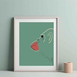 Printable Monkey Wall Art Illustration | Kids Art Prints | Monkey Digital Print | Minimalist Animal Decor | Nursery Line Art | Line Art