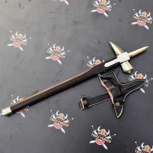 Martillo de guerra de alfalfa funcional, de estilo renacentista medieval europeo, hecho a mano, con púas y funda.