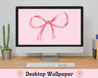 Bow Coquette Desktop Wallpaper, Laptop Background, Pink Wallpaper