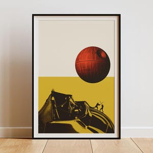 Death Star Digital Art Print: Minimalist Star Wars Space Design