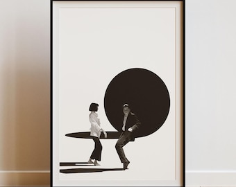 Pulp Fiction Poster, Minimalist Movie Print, Dance Scene Wall Art, Iconic Film Decor