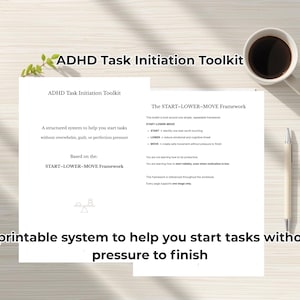 ADHD Task Initiation Toolkit | Start Tasks Without Pressure | Printable Start–Lower–Move Framework