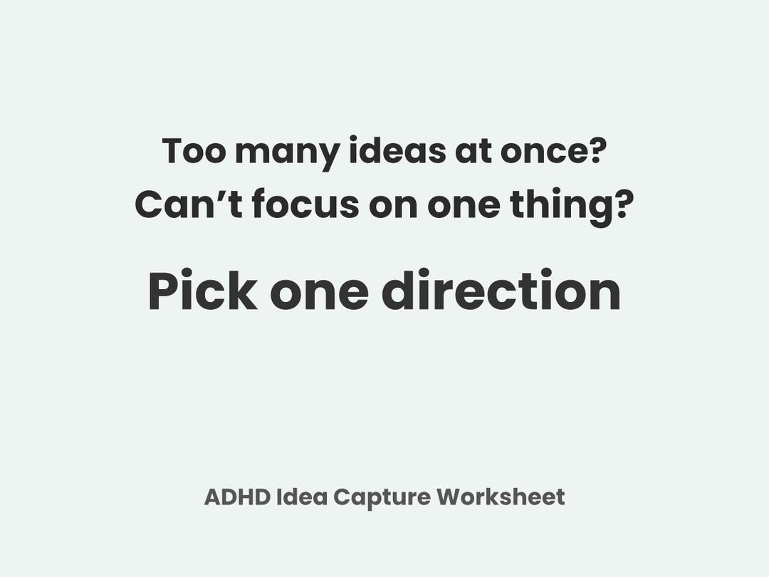 ADHD Idea Capture Worksheet, Focus Tool, Overthinking Help (printable ...