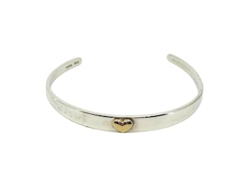 Girls Sterling Silver Heart Bracelet 925 Kids Cuff Adjustable Gift