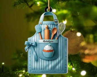 Customs Name Baking Mixer Lights Christmas Ornament, Flat Acrylic Baking Ornament for Her, Baker Gifts, 2D Flat Ornament 2