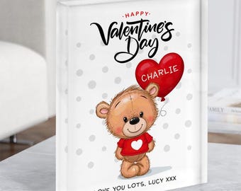 Romantic Gift For Fiancee Gnome With Love Heart Personalised Acrylic Block - Personalised Gift, Keepsake Gift, Custom Gift