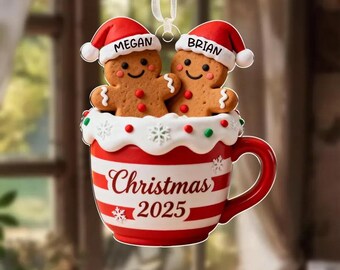 Merry Xmas Couple Christmas Tree Ornament, Gingerbread Ornament, Together Ornaments, Xmas Gift For Couples, 2D Flat Ornament