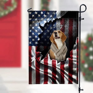 Custom Photo With Flag US Background Dog Garden Flag, custom garden flag, outdoor flag, family name, dog lover, Custom yard flag