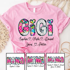 Custom Pink Gigi Floral Custom Gigi And Grandkids T-Shirt, Sweatshirt, Hoodie Gift For Mom, Grandma, Mother's Day