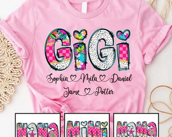 Custom Pink Gigi Floral Custom Gigi And Grandkids T-Shirt, Sweatshirt, Hoodie Gift For Mom, Grandma, Mother's Day